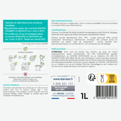 Désinfectant nettoyant multi-surfaces Starwax 1L